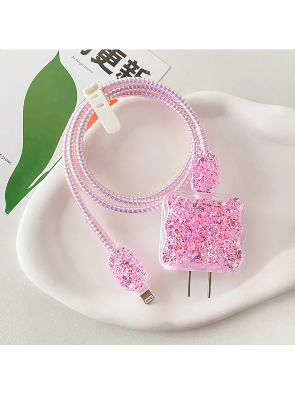 Pink Glitter iPhone Charger Cable Protector P29